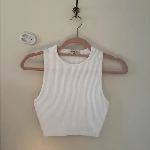 Babaton White Ribbed Top - Picture 1 of 4